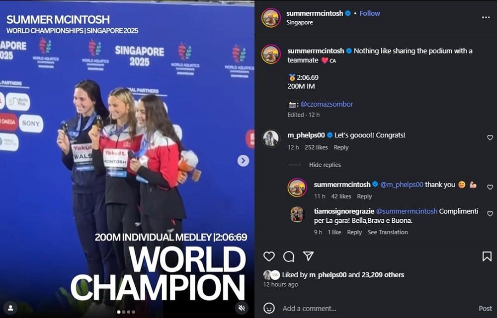 screenshot of Instagram post's comment section.